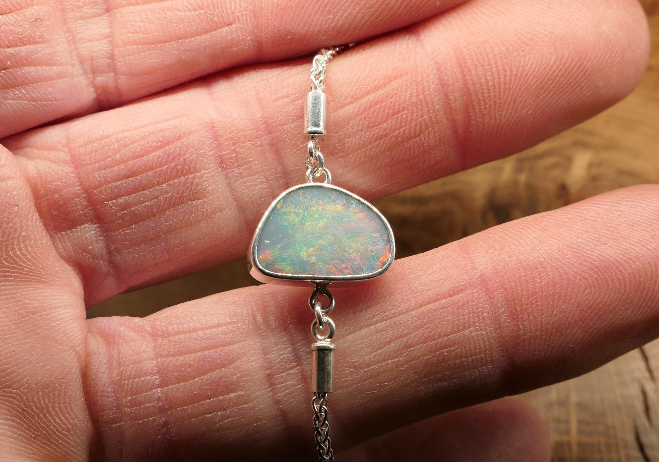 Silver opal bracelet
