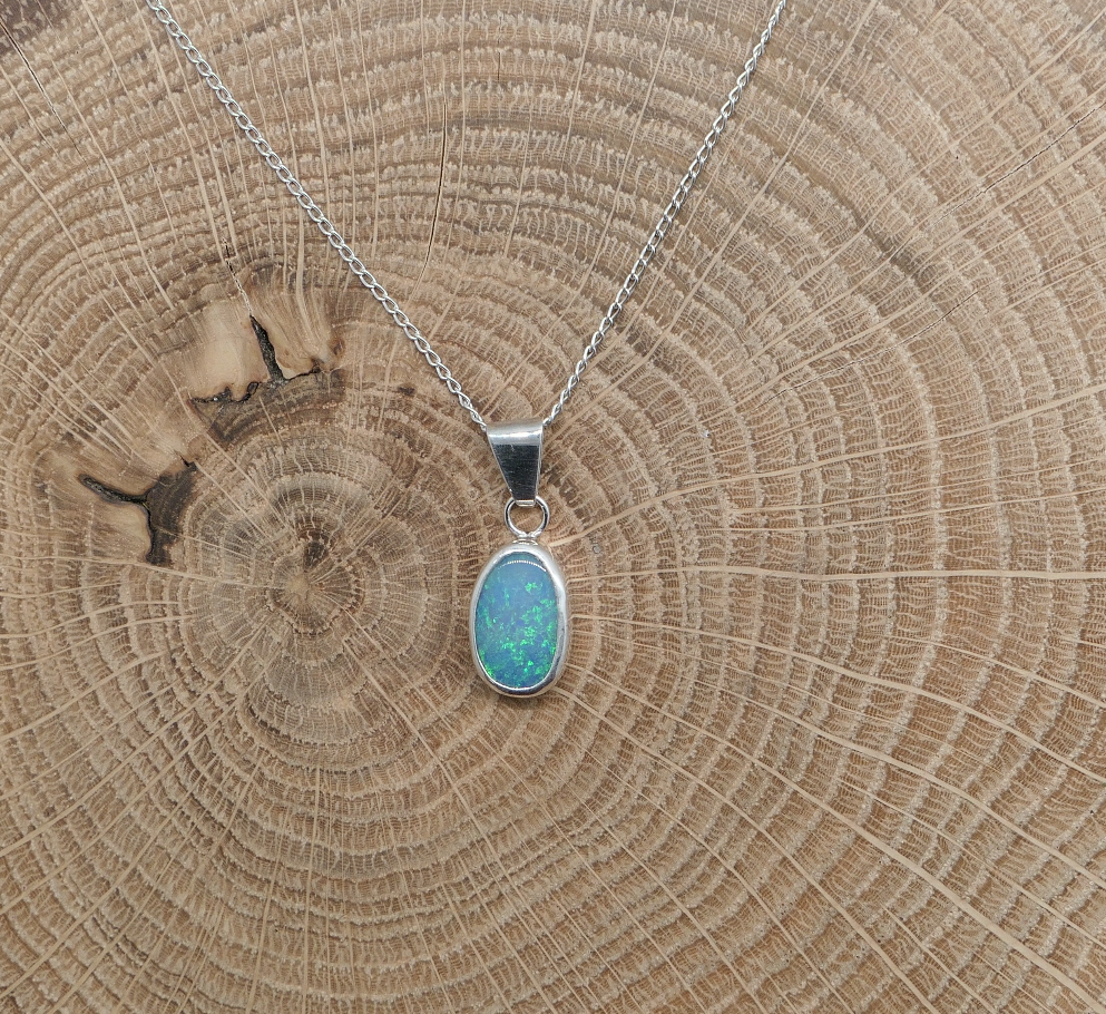 Silver opal pendant