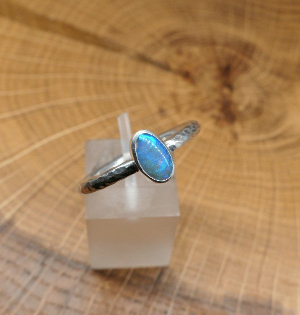 Silver Opal ring size R - 8.75US
