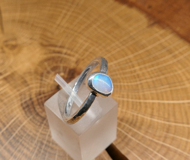 Silver Opal ring size O-1/2 / US 7.5