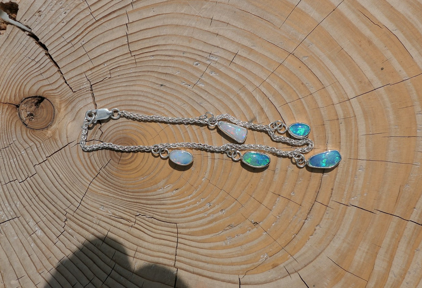 Silver opal bracelet