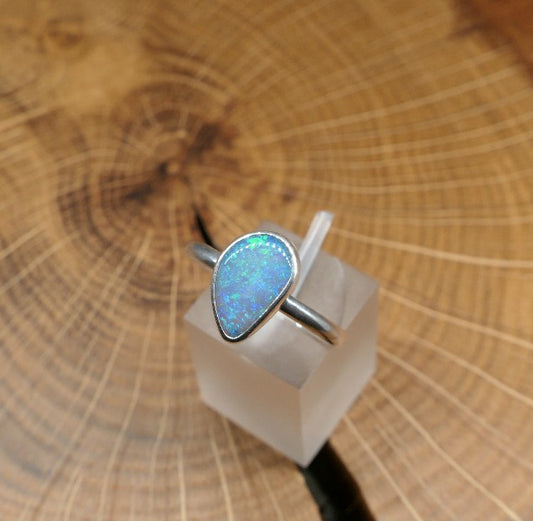 Silver Opal ring size P - 7.75US