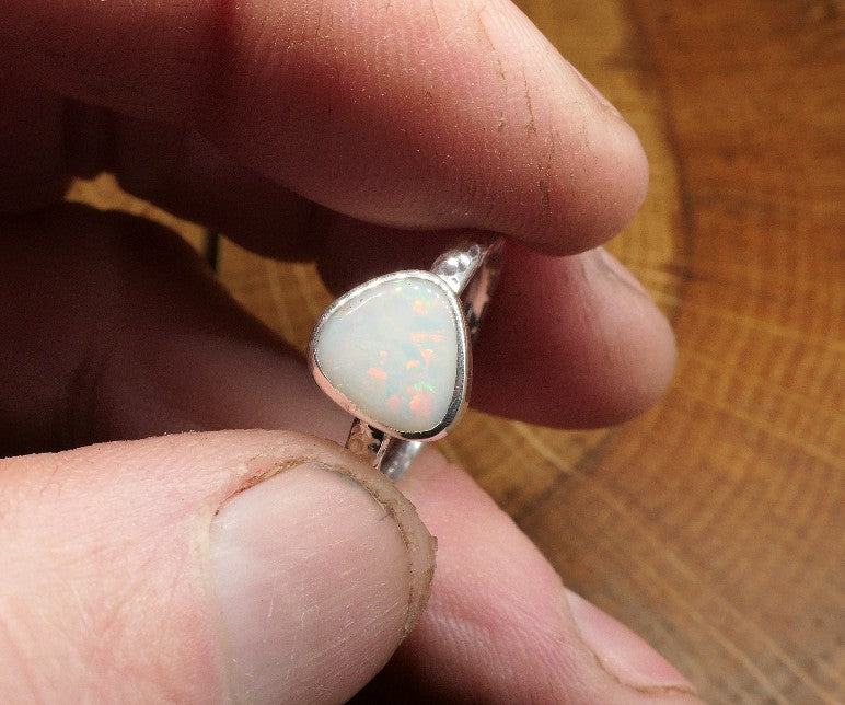Silver Opal ring size O/7.25