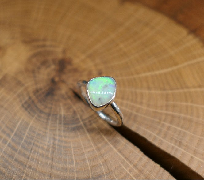 Silver Opal ring size P - 7.75US