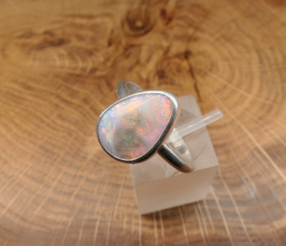 Silver Opal ring size P-1/2 / US8