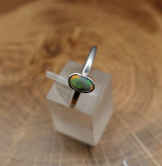 Silver Opal ring size P / US 7.75