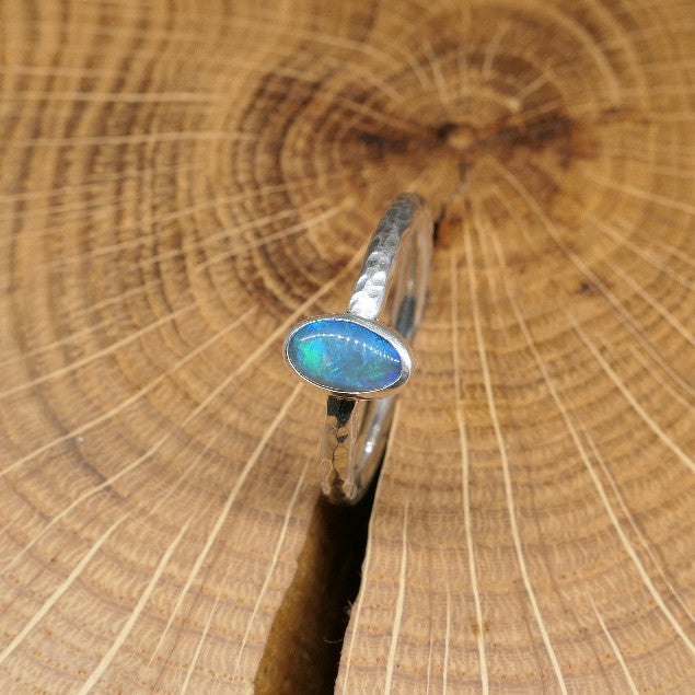 Silver Opal ring size R - 8.75US