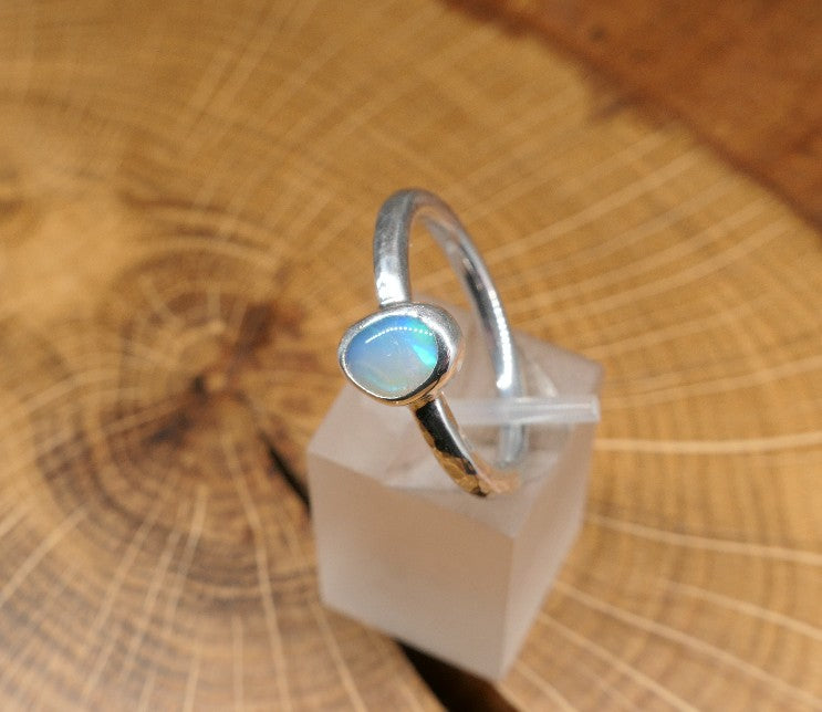 Silver Opal ring size O-1/2 / US 7.5
