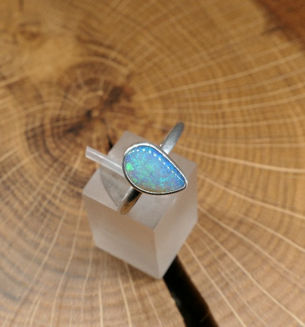 Silver Opal ring size P - 7.75US