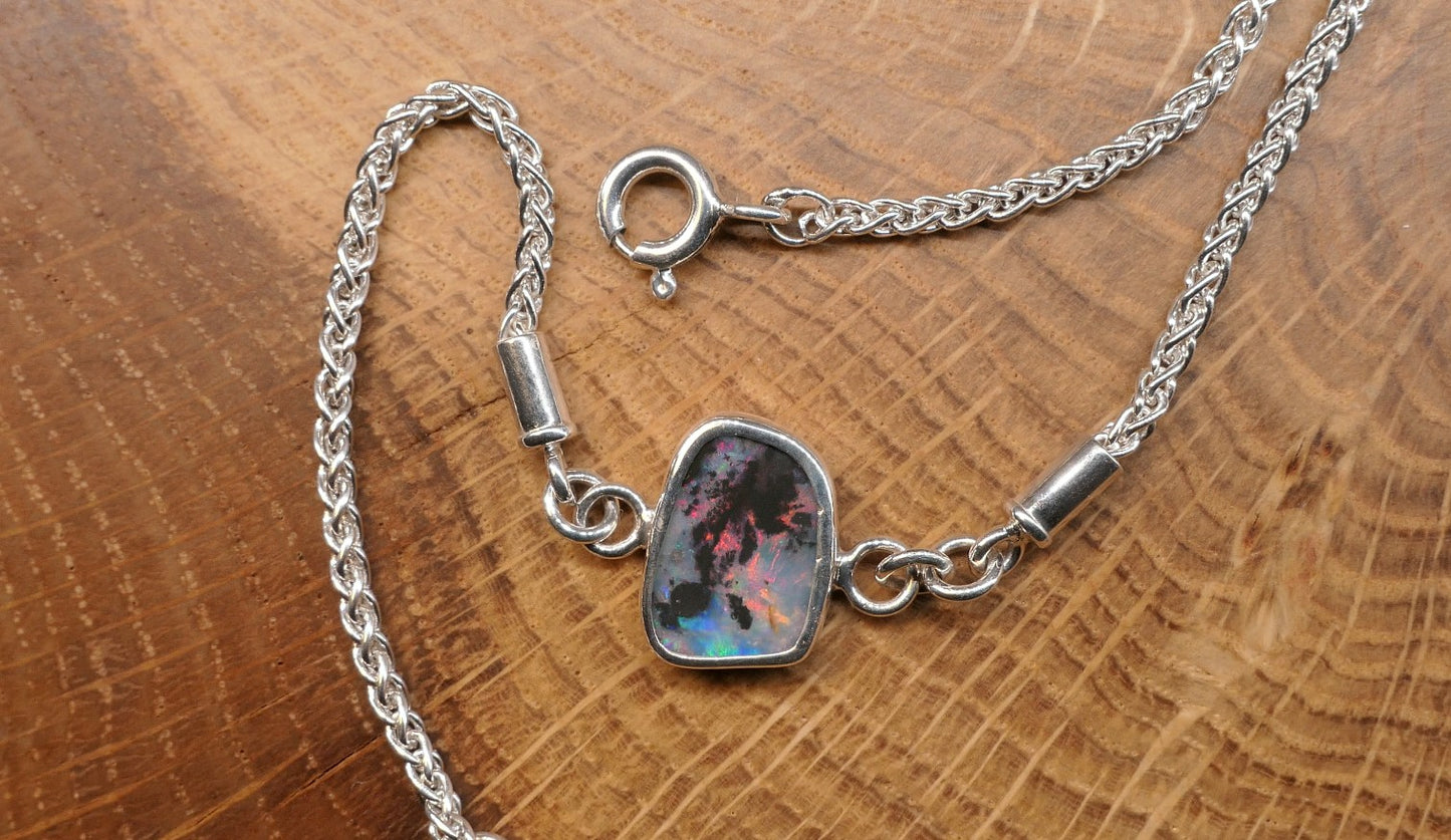 Silver opal bracelet,