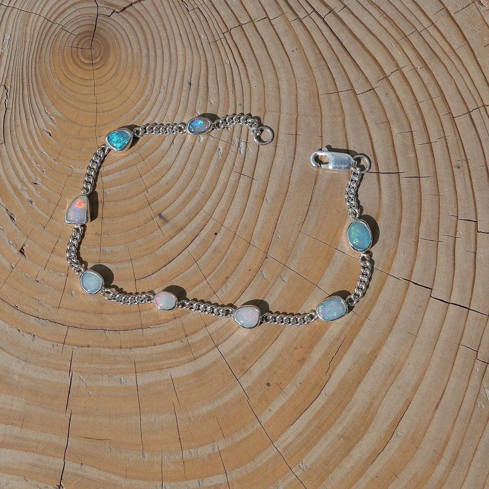 Silver opal bracelet