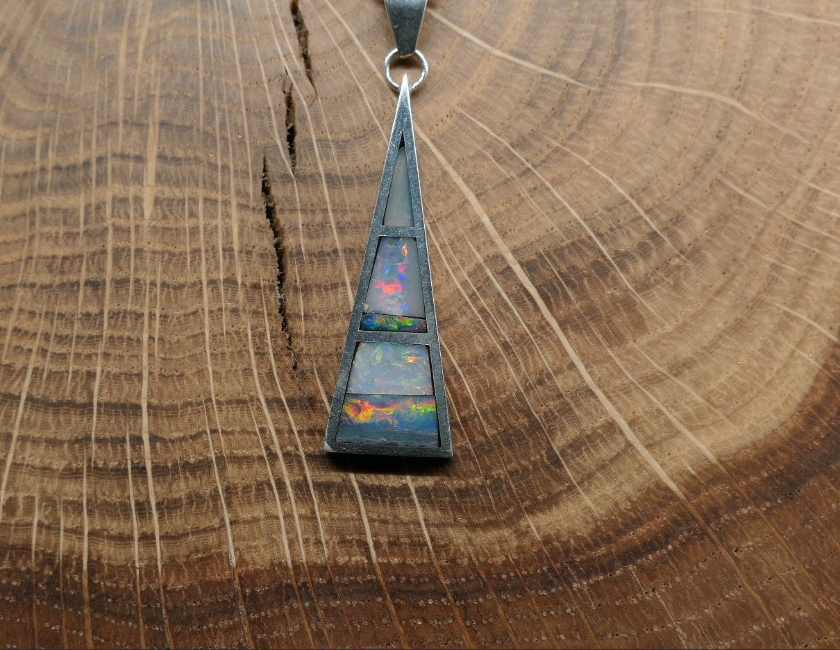Silver opal inlay pendant