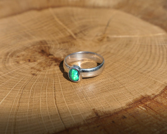 Silver opal ring size P/7.25
