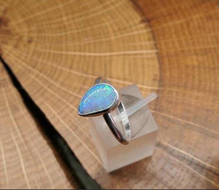 Silver Opal ring size P - 7.75US