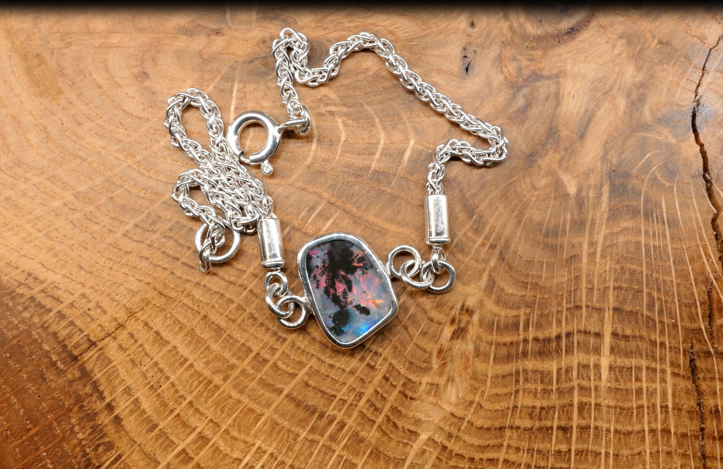 Silver opal bracelet,