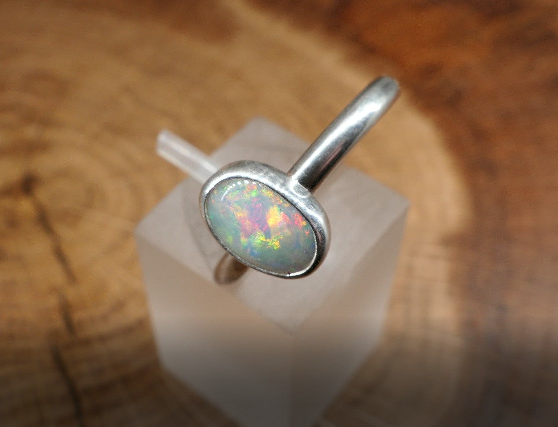 Silver Opal ring size O/7.25