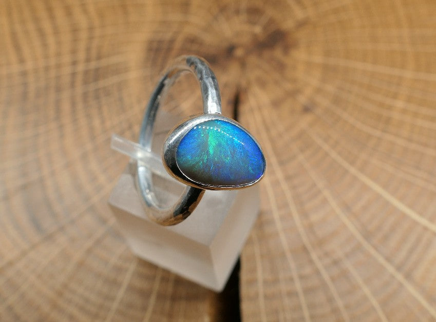 Silver Opal ring size R - 8.75US