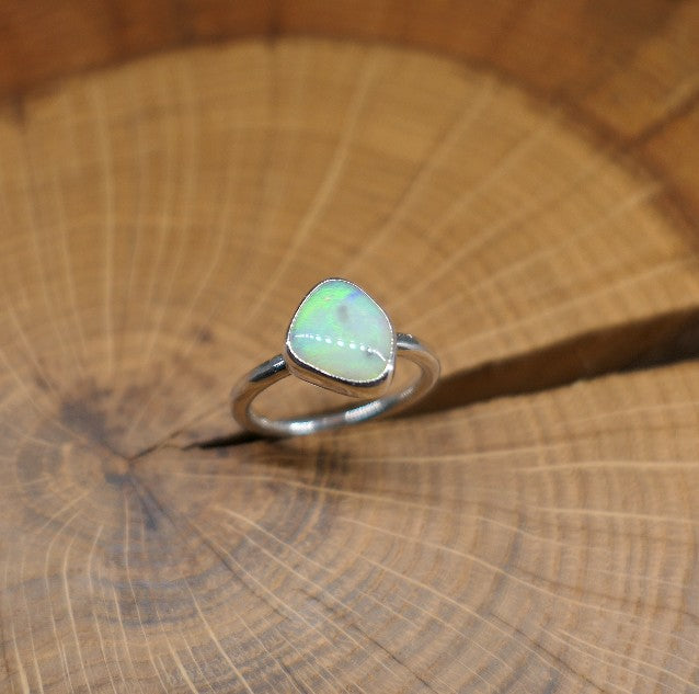 Silver Opal ring size P - 7.75US