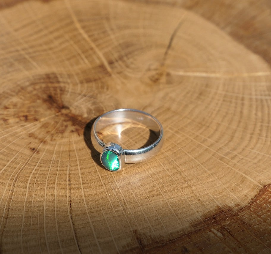 Silver opal ring size P/7.25