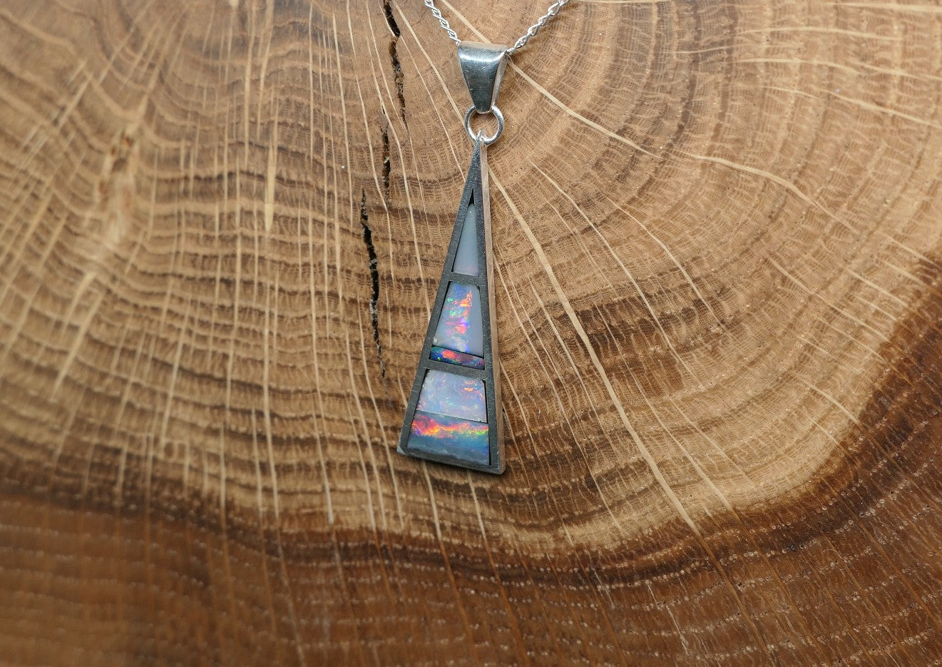 Silver opal inlay pendant
