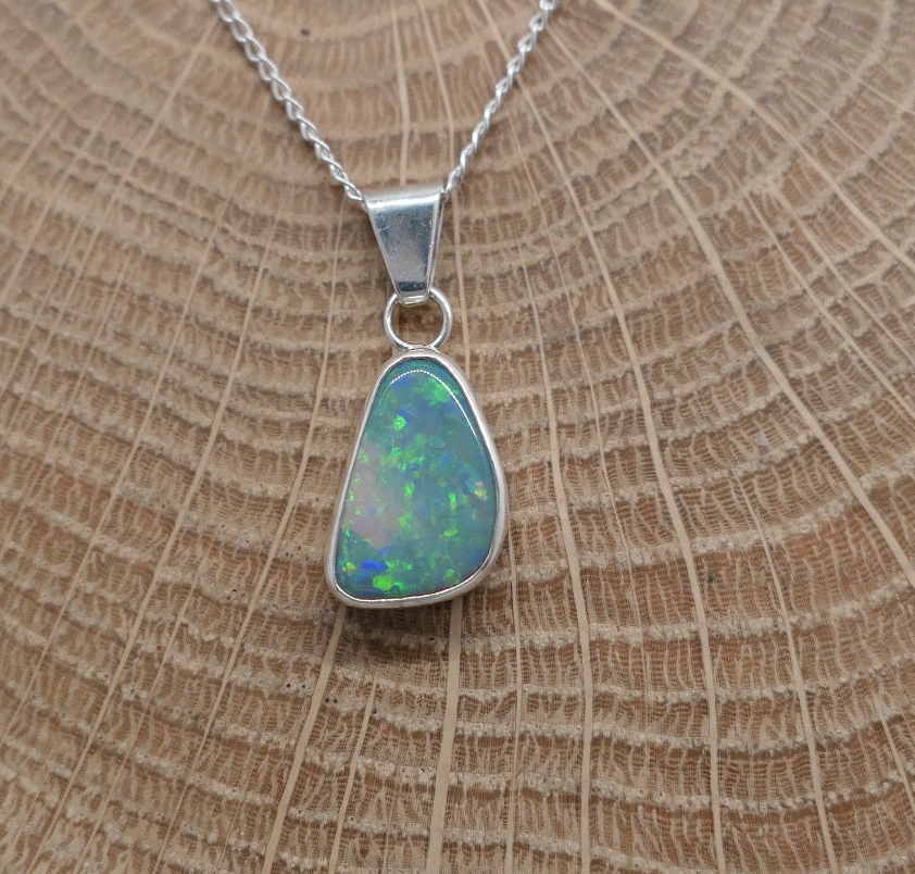 Silver opal pendant