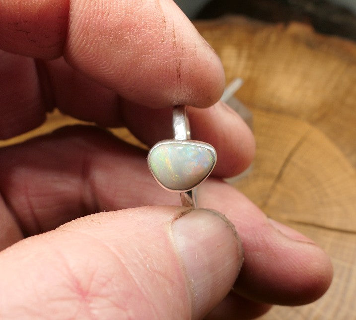 Silver Opal ring size Q - 8.25US