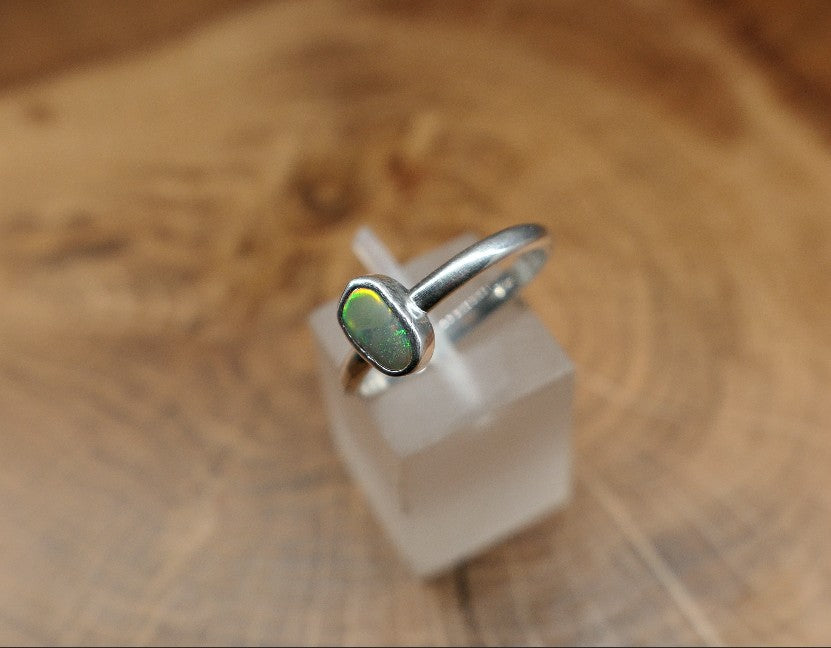 Silver Opal ring size P / US 7.75