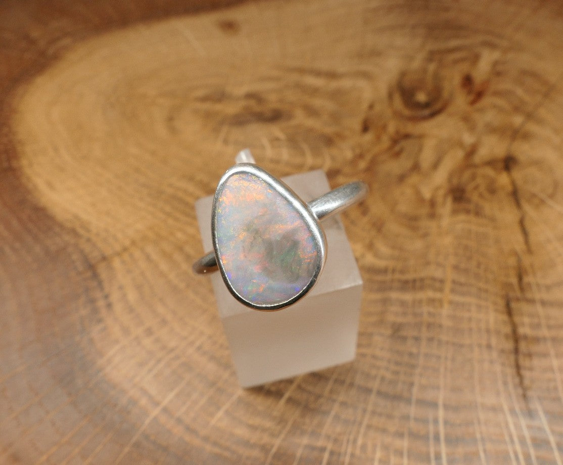 Silver Opal ring size P-1/2 / US8