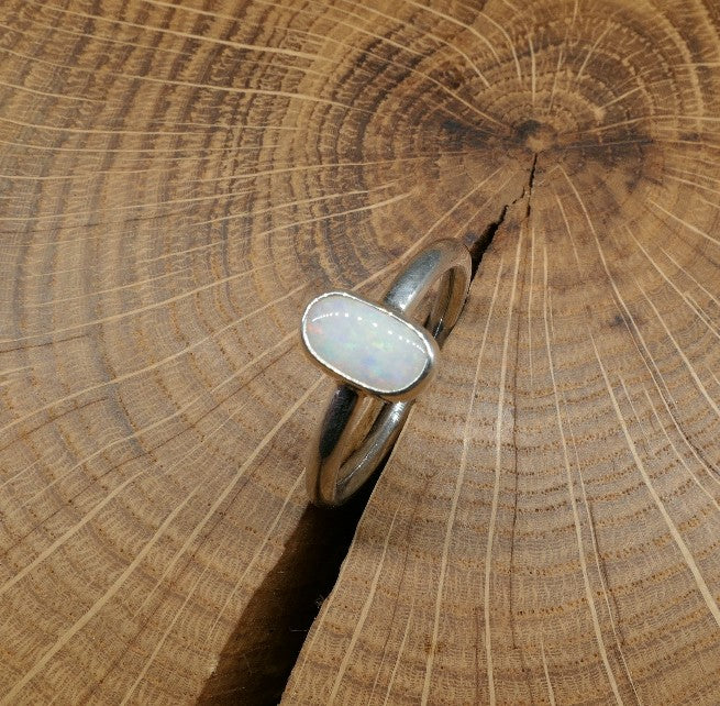 Silver Opal ring size Q / US 8.25