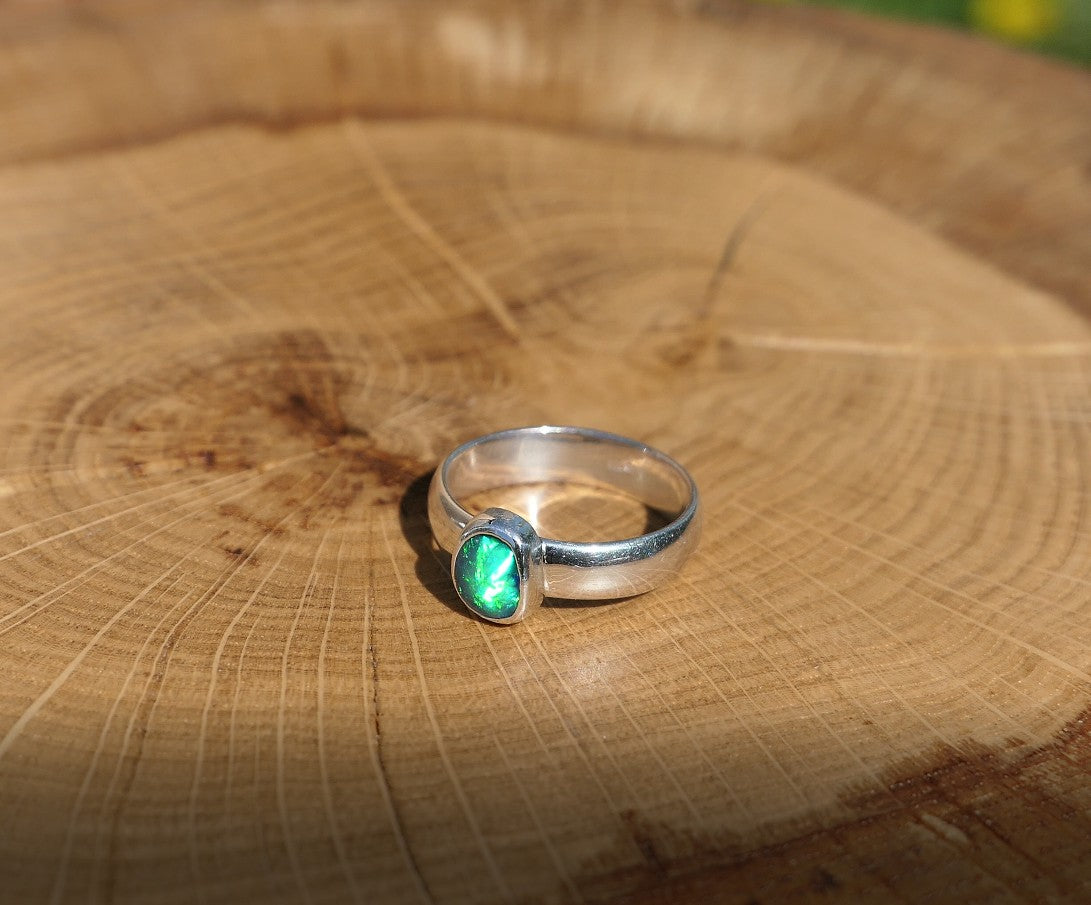 Silver opal ring size P/7.25