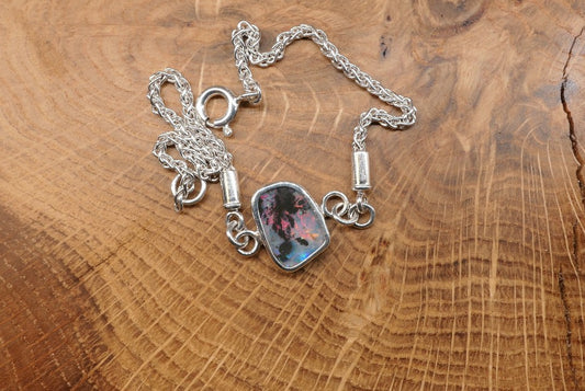Silver opal bracelet,