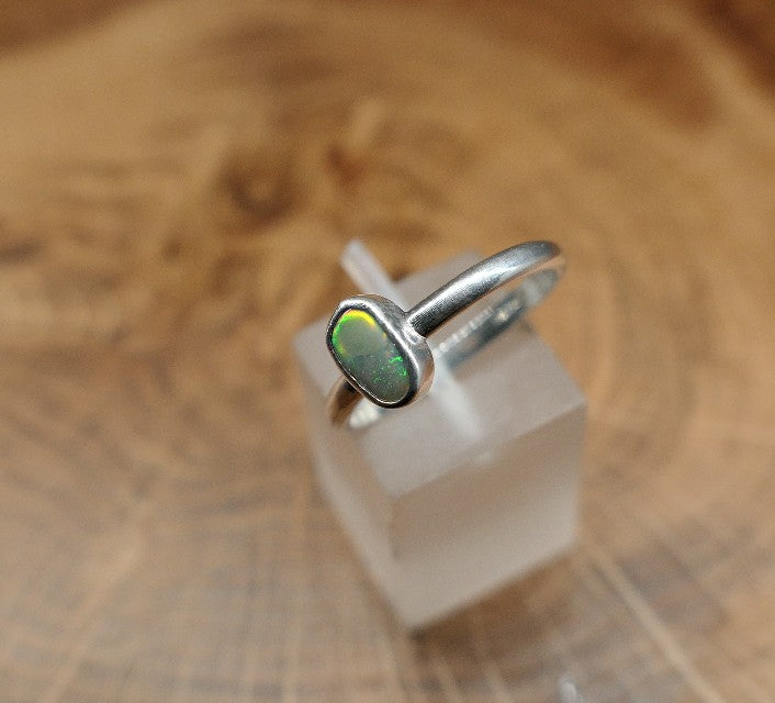 Silver Opal ring size P / US 7.75