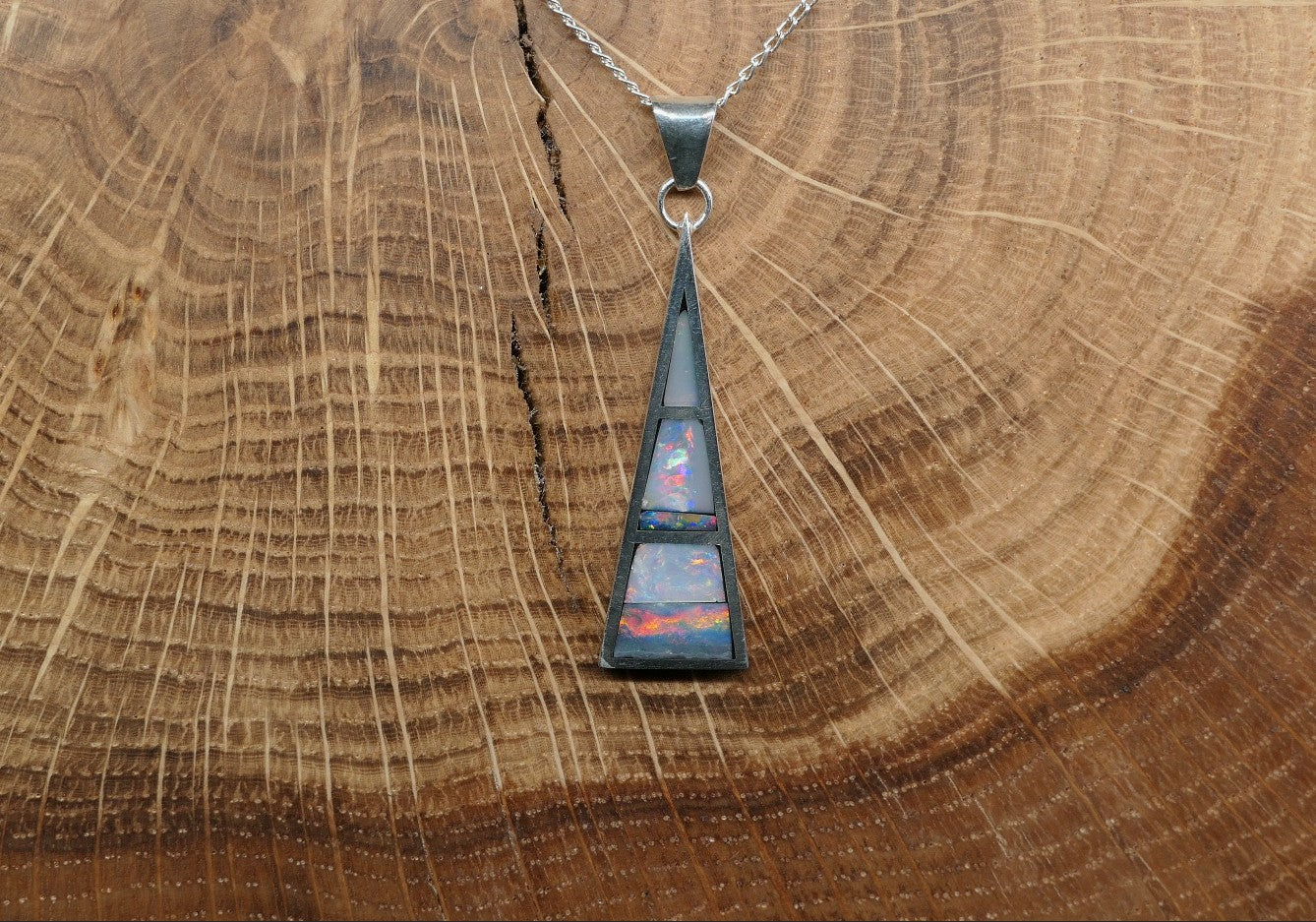 Silver opal inlay pendant