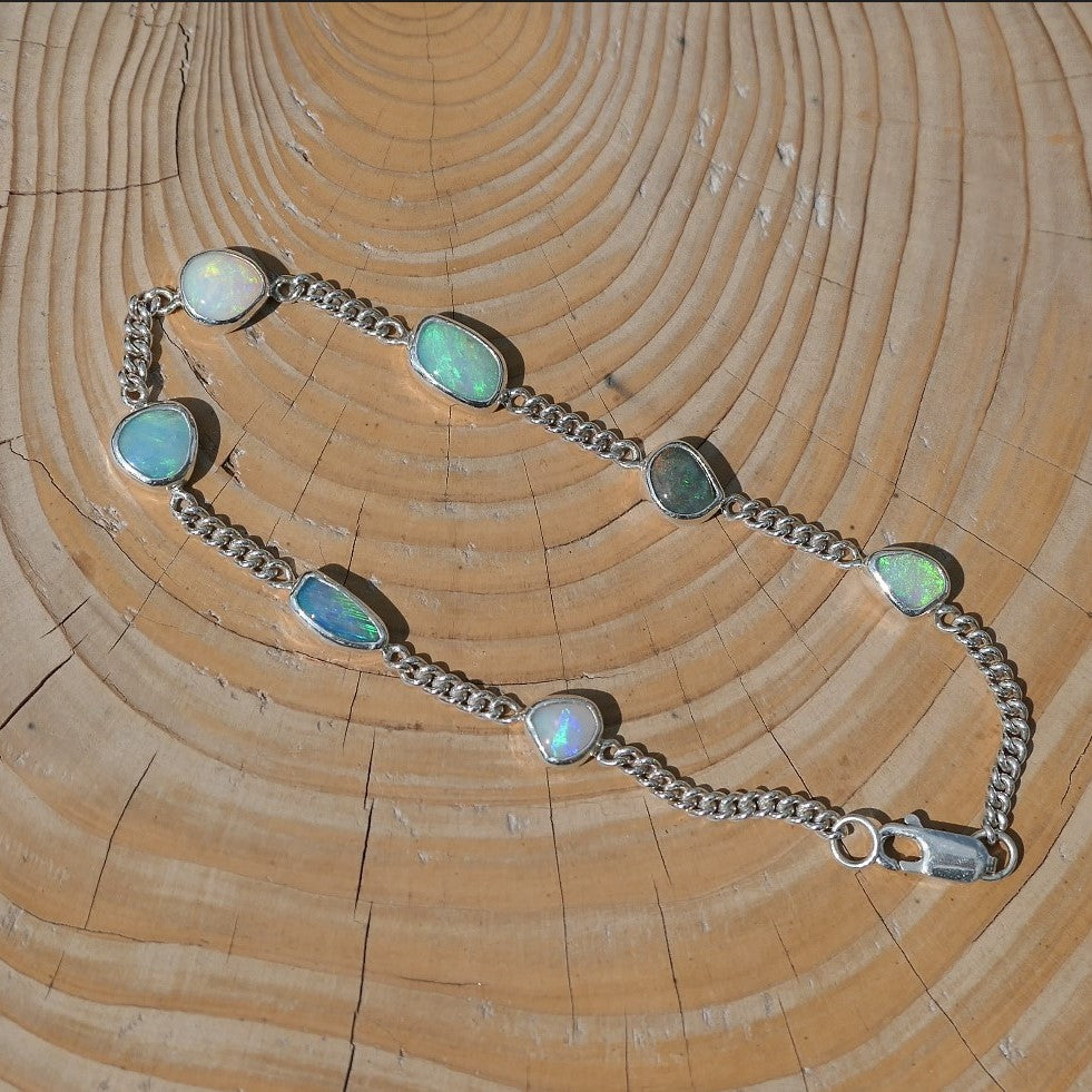 Silver opal bracelet