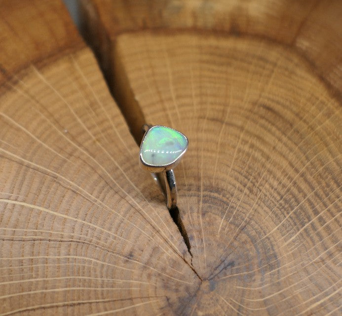 Silver Opal ring size P - 7.75US