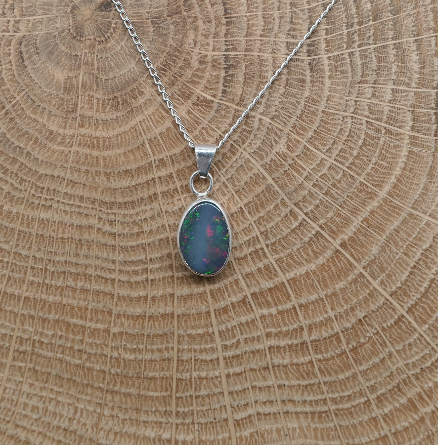 Silver opal pendant