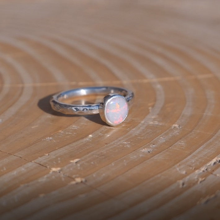 Silver opal ring, size N/6.75