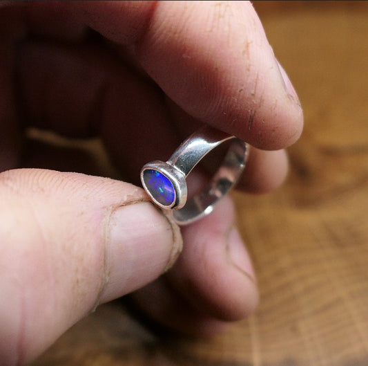 Silver Opal ring size N/6.75 US