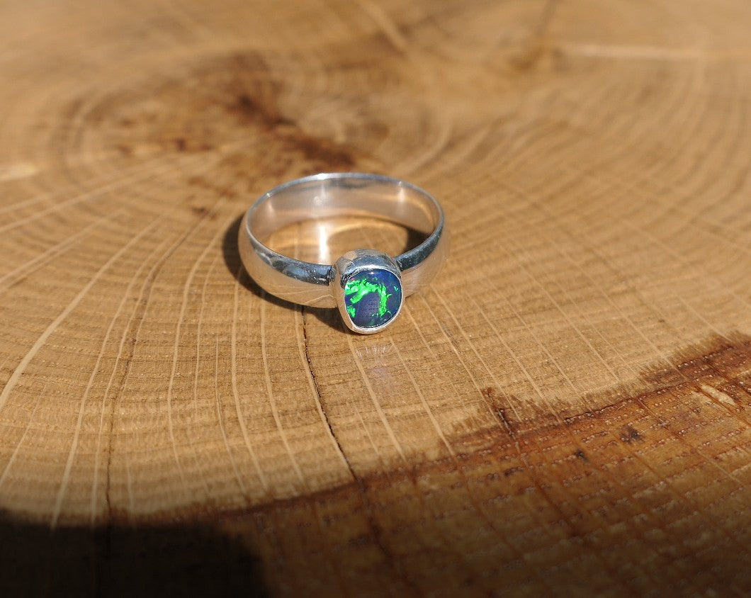 Silver opal ring size P/7.25