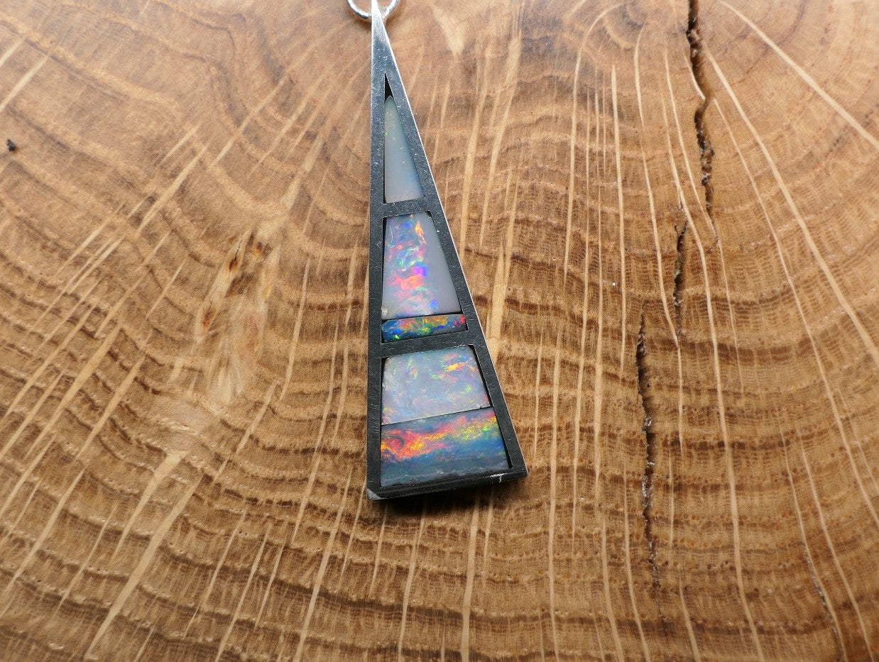 Silver opal inlay pendant