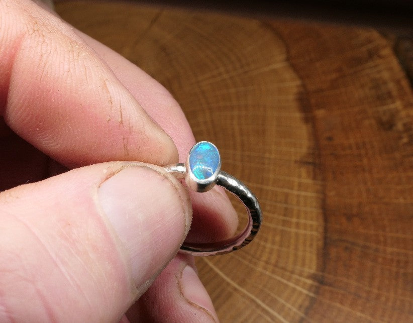 Silver Opal ring size R - 8.75US