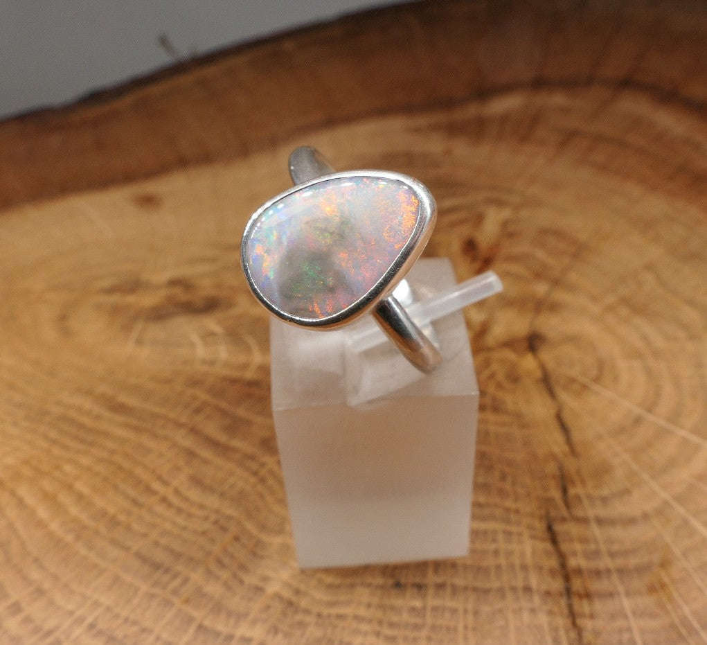 Silver Opal ring size P-1/2 / US8