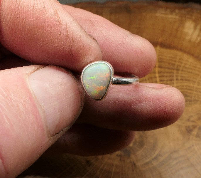 Silver Opal ring size Q - 8.25US