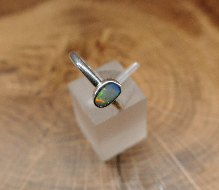 Silver Opal ring size P / US 7.75