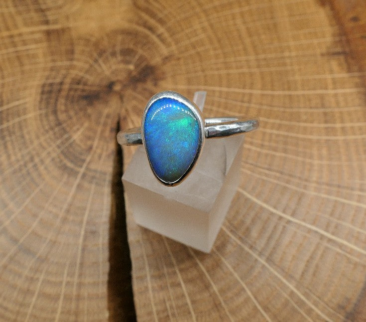 Silver Opal ring size R - 8.75US