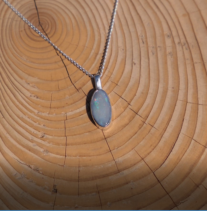 Silver opal pendant