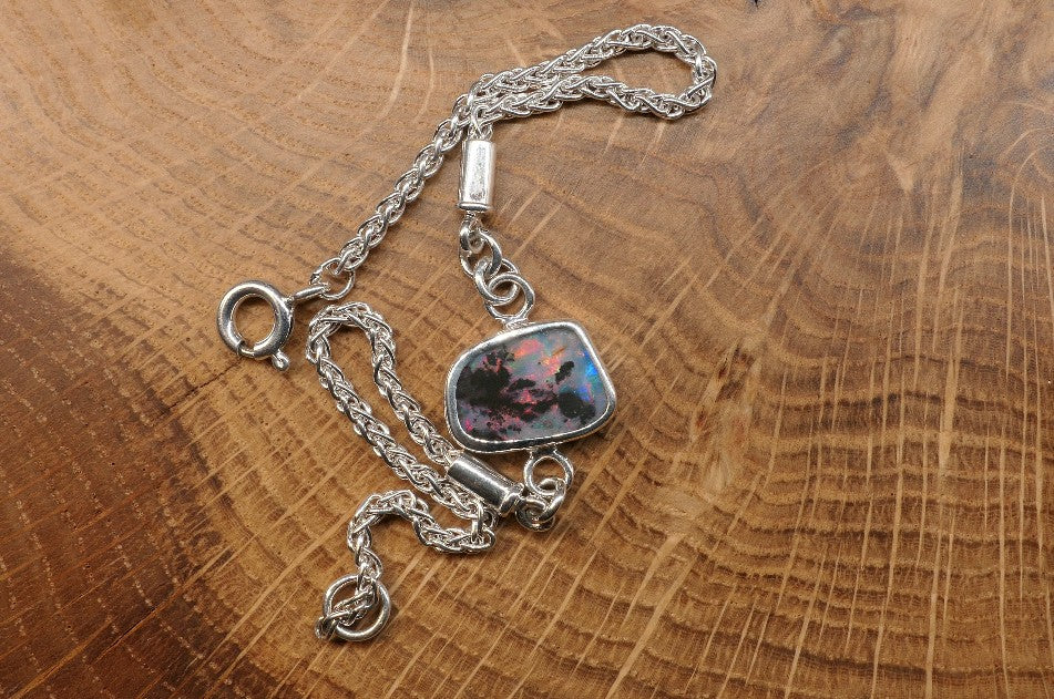 Silver opal bracelet,