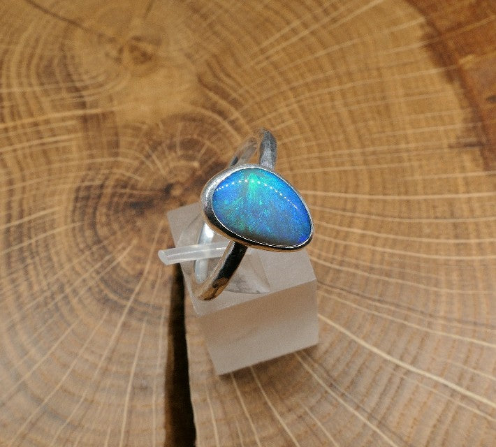 Silver Opal ring size R - 8.75US