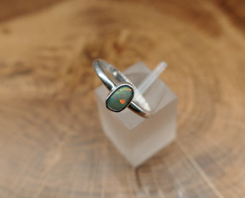 Silver Opal ring size P / US 7.75