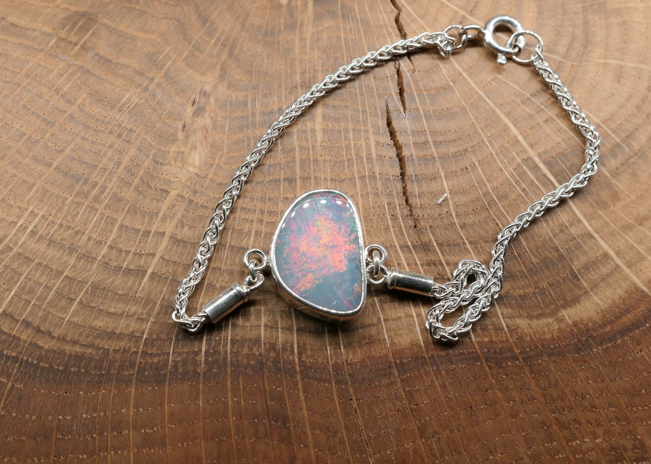 Silver opal bracelet